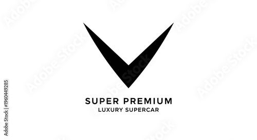 Abstract V Shape Logo with Text Super Premium Luxury Supercar