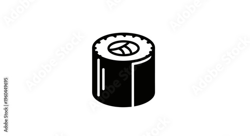 Simple Sushi Roll Icon, Japanese Food, Clean Vector Illustration