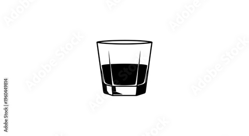Minimalist illustration of a glass of dark liquid on a white background