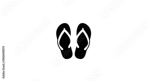 Black Flip Flops Icon on White Background - Summer Footwear Silhouette