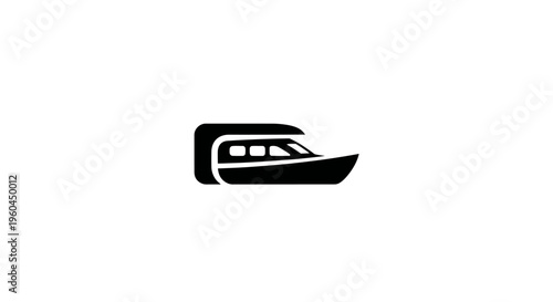 Sleek Motorboat Icon Silhouette on White Background