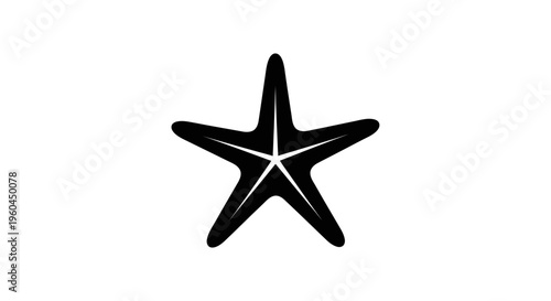 Black Starfish Silhouette Isolated on White Background