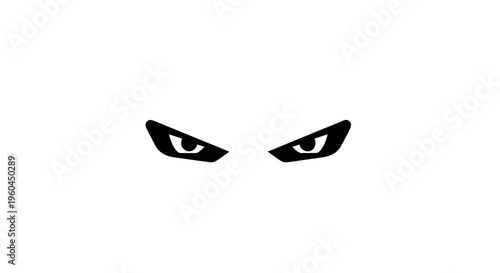 Intense Black Anime Style Eyes on White Background