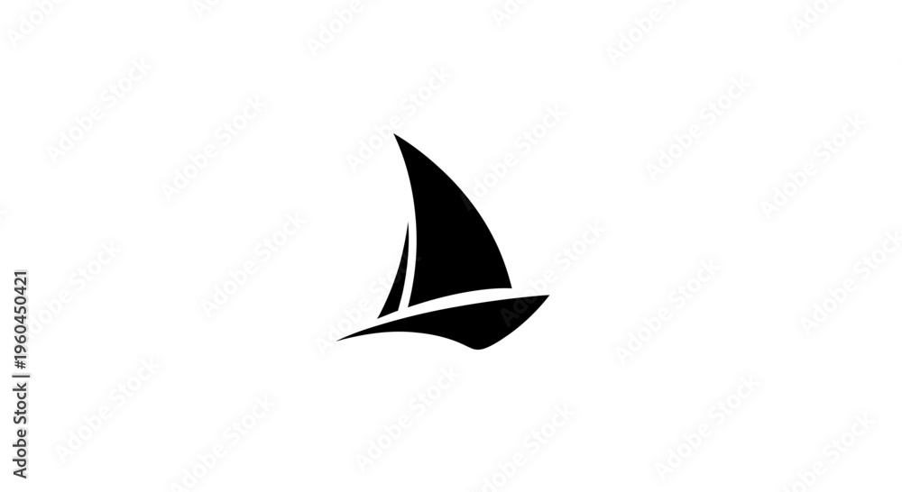 Fototapeta premium Minimalist Black Sailboat Silhouette on White Background