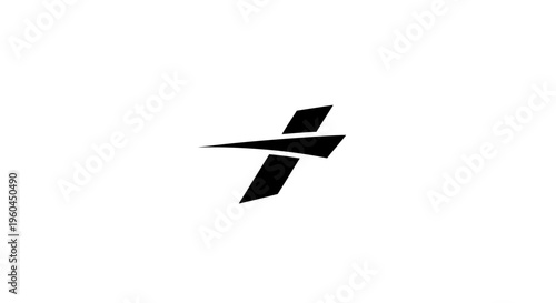 Abstract Black Jet Airplane Silhouette on White Background