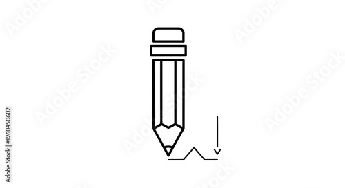 Minimalist line art icon showcasing a classic pencil drawing a distinctive creative line with a