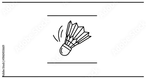 Dynamic outline illustration of a shuttlecock mid-flight, perfect for sports graphics