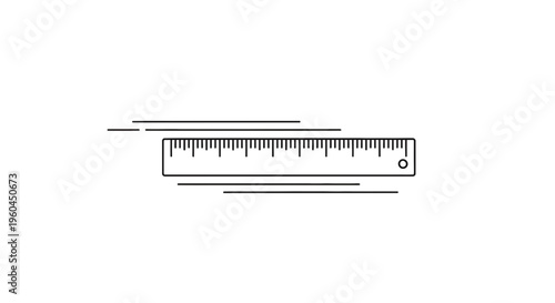 Minimalist linear illustration of a standard ruler for precise measurement and design work