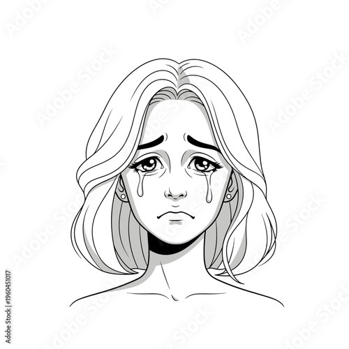 Sad woman crying tears of sorrow 3.
