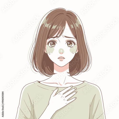 Sad young woman crying alone.