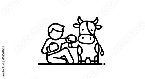 Whimsical line art illustration of a human stick figure engaging in a lighthearted boxing