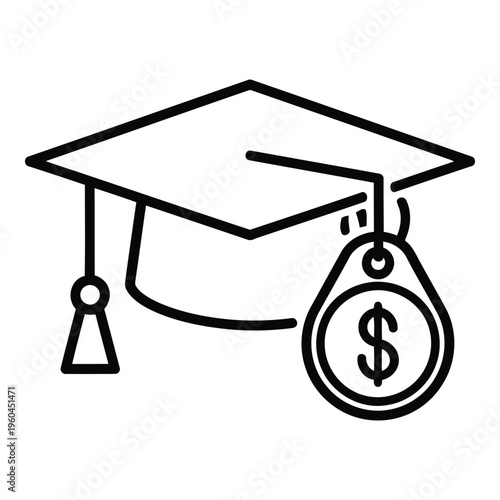 Graduation Cap with Dollar Sign.