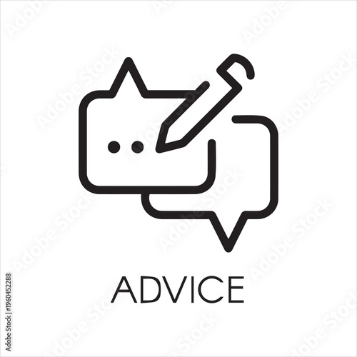 Advice thin line icon. Graphic contour symbol of message bubble with pencil. Interface pictogram for mobile apps, websites, games, social media, instant messengers. Post UI linear label. Vector