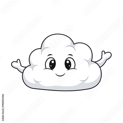 Cartoon Cloud with Smiling Face.