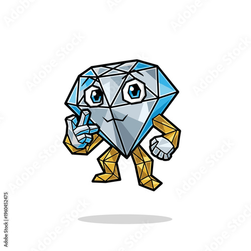 Cartoon Diamond Character Giving Thumbs Up.