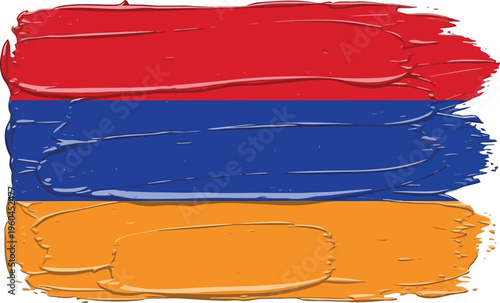 Armenia Flag Painted With Thick Oil Paint Brush Strokes Isolated On White Background Graphic Element