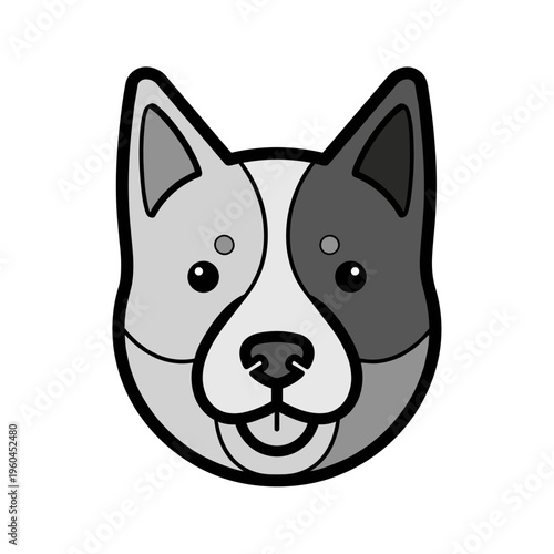 Cartoon dog face with two colors.