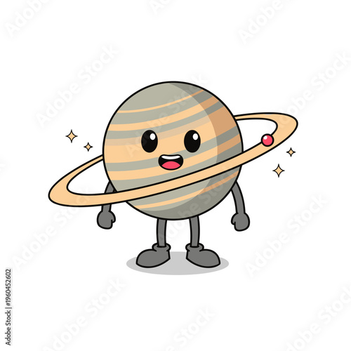 Cartoon Jupiter Planet Character Smiling.