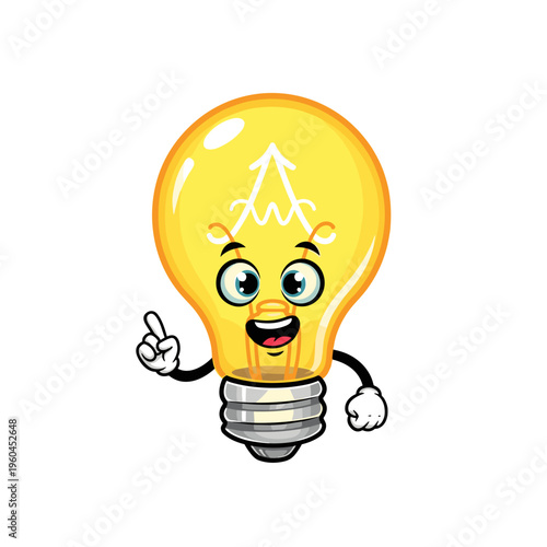 Cartoon light bulb with smiling face 1.