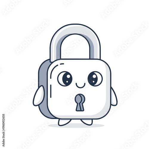 Cartoon Lock with Smiling Face.