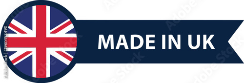 Made in UK Label Design with British Flag Icon for Product Packaging and Marketing Branding