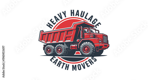 Heavy Haulage Earth Movers Dump Truck Logo Design.