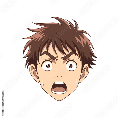 Anime character with an open mouth and an angry expression.