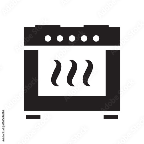 Flat icon of oven. Cooking concept. Label for kitchen interior design themes, sticker, books, pictogram for sites, apps and other projects. Vector illustration