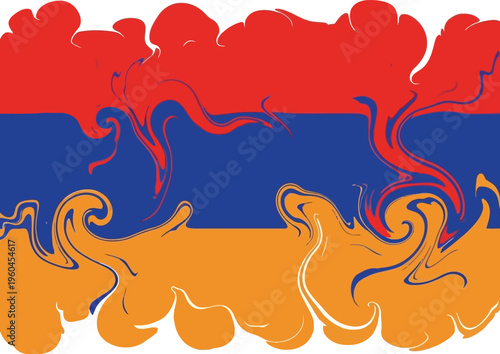Armenia Flag Design With Abstract Liquid Paint Swirls Texture For National Celebration And Pride