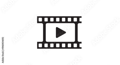 Movie Film Strip Icon with Play Button for Video and Cinema Media