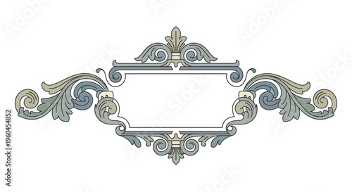 Elegant ornate frame with vintage floral flourishes in pastel hues