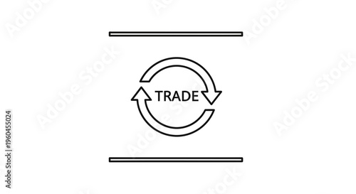 Dynamic black and white trade exchange icon illustrating continuous business transactions and