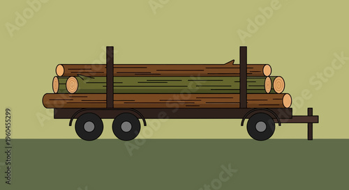 Timber Haulage Trailer Loaded With Forest Logs