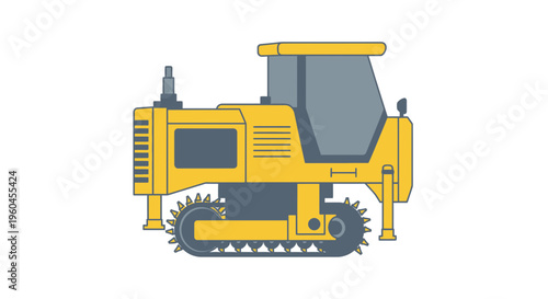 Robust Yellow Crawler Vehicle Illustration For Construction Industry Needs