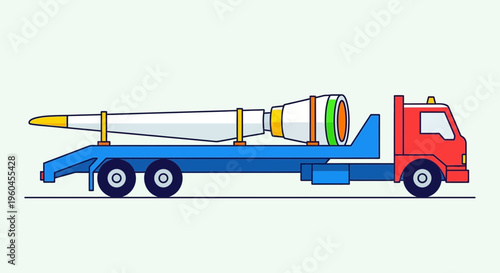 Rocket Transportation By Flatbed Truck Illustrated For Scientific Advancement And Defense