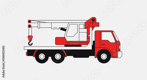 Red Mobile Crane Truck Construction Vehicle Illustration