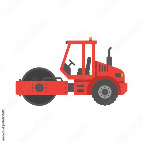 Red Road Roller Vehicle Industrial Heavy Machinery Construction Equipment