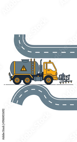 Specialized Road Maintenance Truck Applying Sealant Professionally