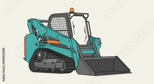 Turquoise Compact Track Loader For Construction And Industrial Work