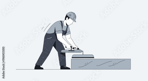 Skilled Artisan Applying Finish To Construction Material With Precision Tools