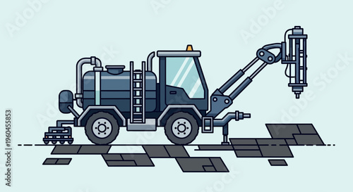 Specialized Road Repair Vehicle Applying New Surface