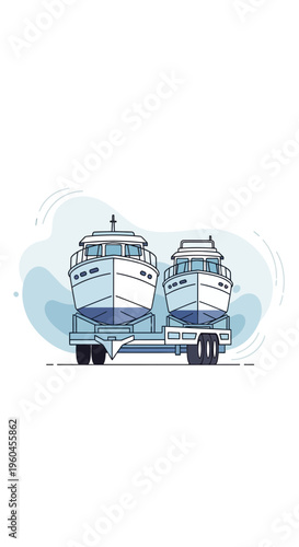 Two Luxury Yachts Transported By Trailer For Sale Or Storage