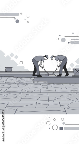 Skilled Artisans Constructing Paving Stones With Precision and Effort