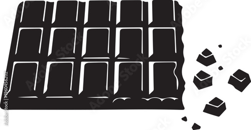 Chocolate bar, broken chocolate, black, vector, dessert, sweet treat, food icon