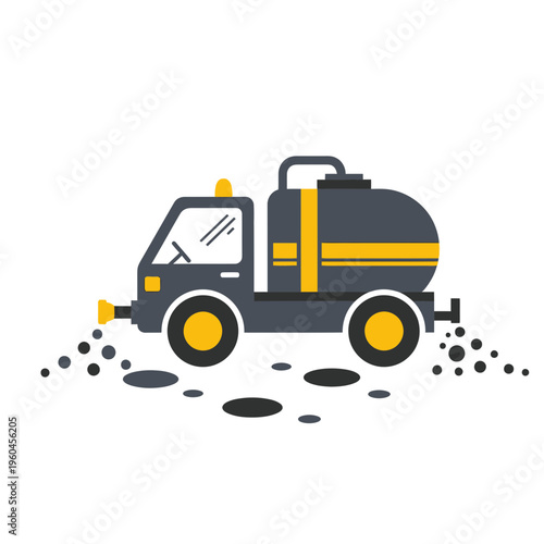 Specialized Truck Spreading Material For Road Construction And Maintenance Tasks