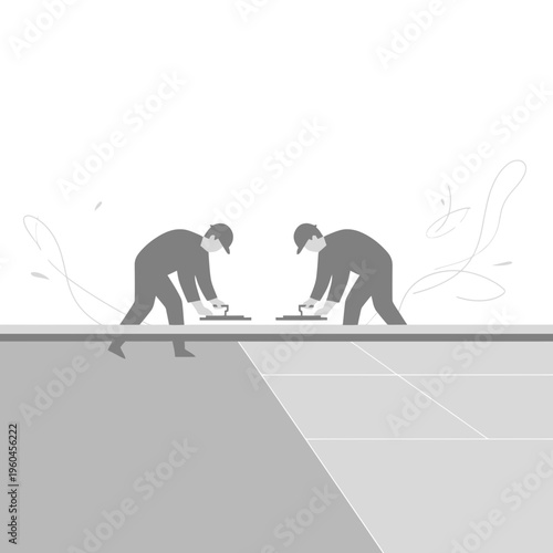 Skilled Construction Workers Smooth Concrete Surfaces with Precision Tools Effortlessly