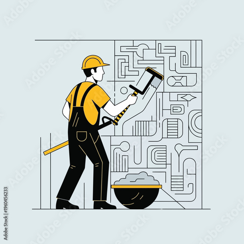 Skilled Craftsman Applying Modern Plastering Techniques for Interior Design