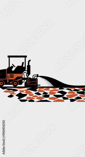 Road Construction Machine Paving Asphalt Surface