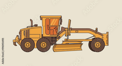 Road Grader Machine Illustration For Construction And Infrastructure Projects