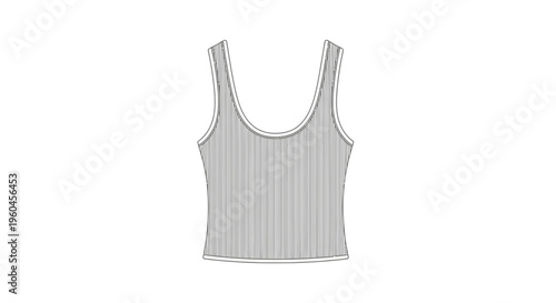 Clean vector flat sketch of a women's ribbed tank top for fashion design projects